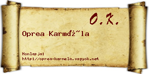 Oprea Karméla névjegykártya